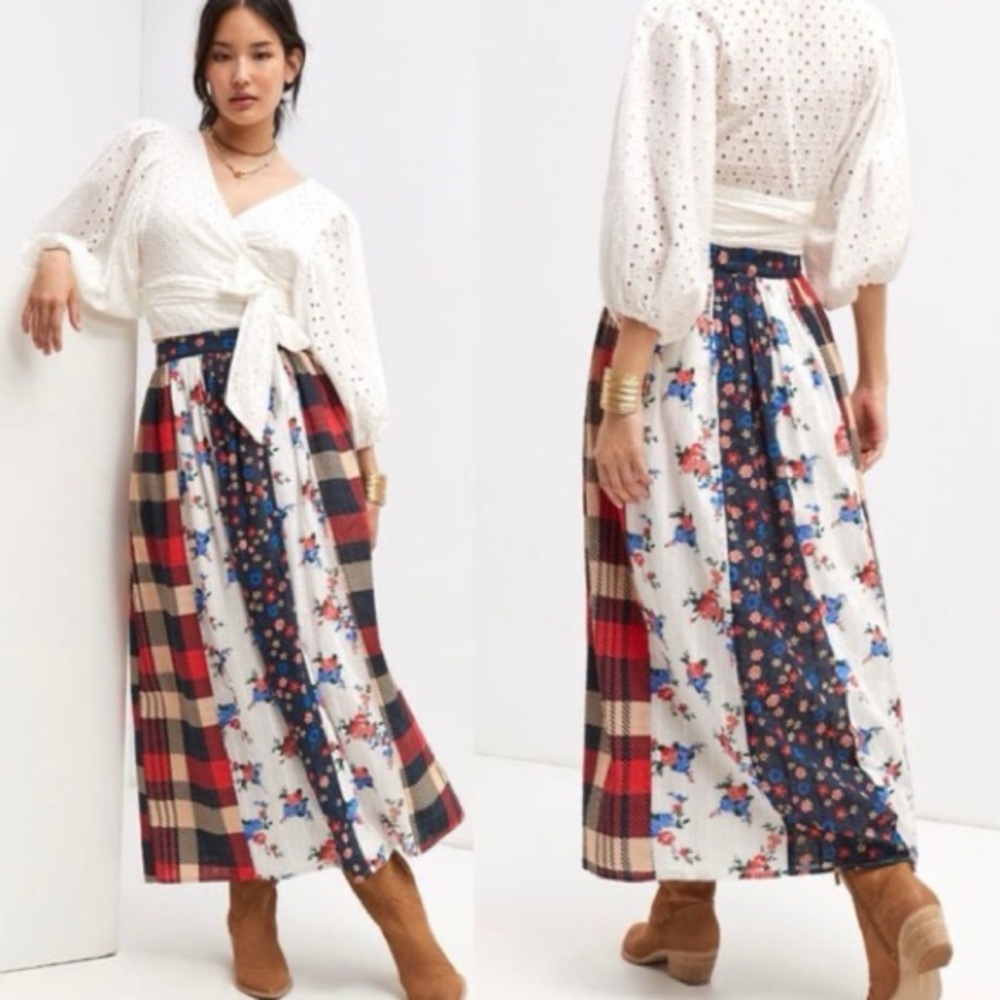 LETMEBE by ANTHROPOLOGIE Panel Contrast Skirt Size S New w/ Tag MSRP $160